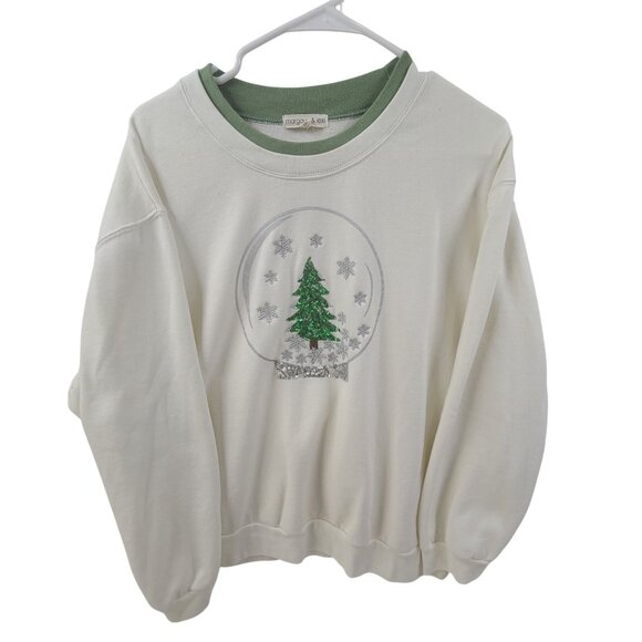 Margaux & Lexi Christmas Sweatshirt  Crewneck Snow Globe Tree Sequins Size XXL - Picture 1 of 6